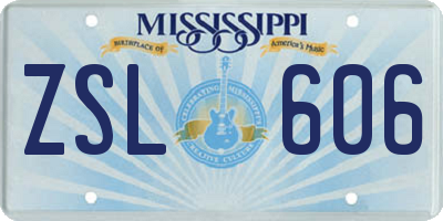 MS license plate ZSL606