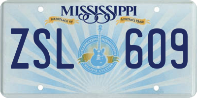 MS license plate ZSL609