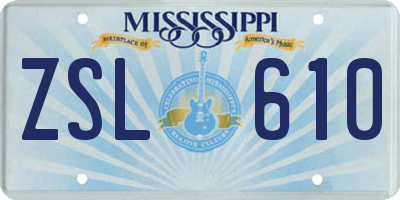 MS license plate ZSL610
