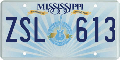 MS license plate ZSL613