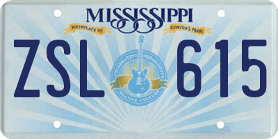 MS license plate ZSL615