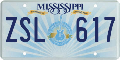 MS license plate ZSL617