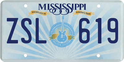 MS license plate ZSL619