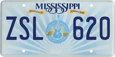 MS license plate ZSL620