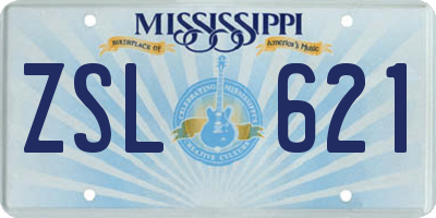 MS license plate ZSL621