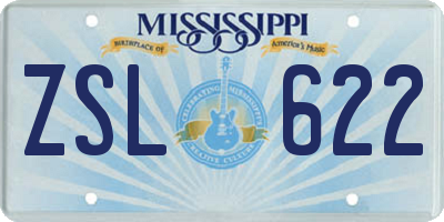 MS license plate ZSL622