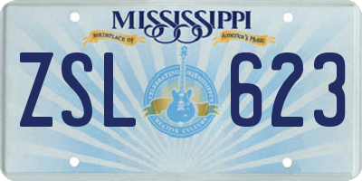 MS license plate ZSL623