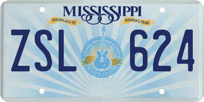 MS license plate ZSL624