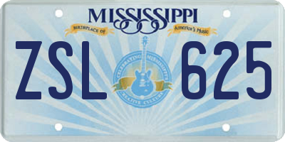 MS license plate ZSL625