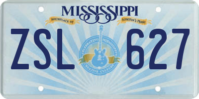 MS license plate ZSL627