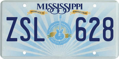 MS license plate ZSL628