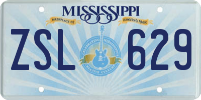 MS license plate ZSL629
