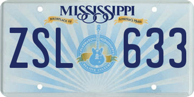 MS license plate ZSL633