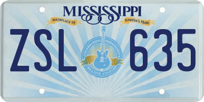 MS license plate ZSL635