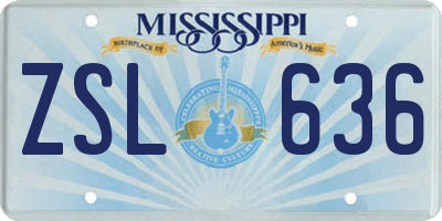 MS license plate ZSL636
