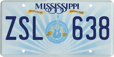 MS license plate ZSL638