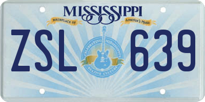 MS license plate ZSL639