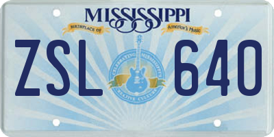 MS license plate ZSL640