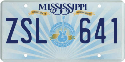 MS license plate ZSL641