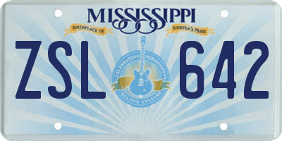 MS license plate ZSL642