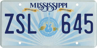 MS license plate ZSL645