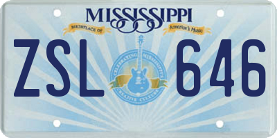 MS license plate ZSL646