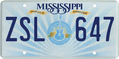 MS license plate ZSL647
