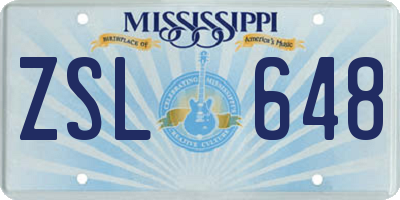 MS license plate ZSL648