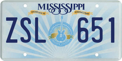 MS license plate ZSL651