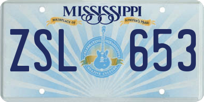 MS license plate ZSL653
