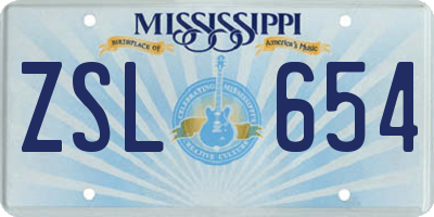 MS license plate ZSL654