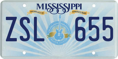 MS license plate ZSL655