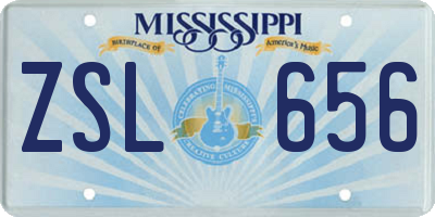 MS license plate ZSL656