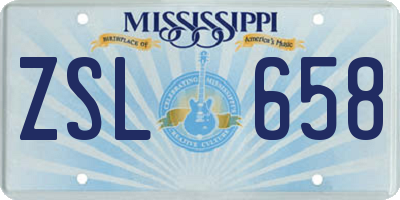 MS license plate ZSL658