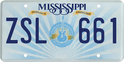 MS license plate ZSL661