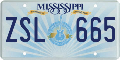MS license plate ZSL665