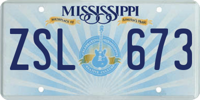 MS license plate ZSL673