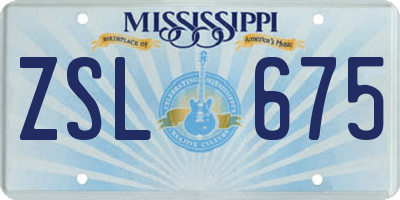 MS license plate ZSL675