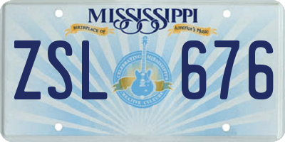 MS license plate ZSL676
