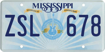 MS license plate ZSL678