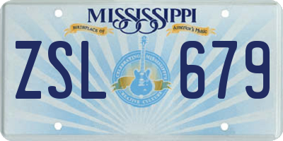 MS license plate ZSL679