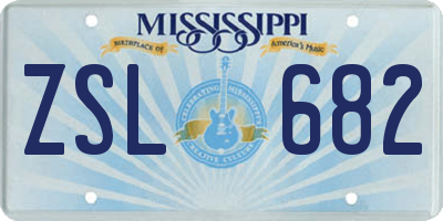 MS license plate ZSL682