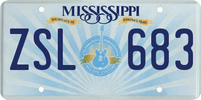 MS license plate ZSL683