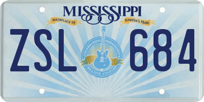 MS license plate ZSL684