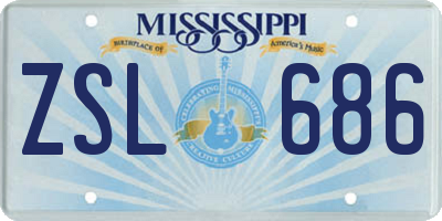 MS license plate ZSL686