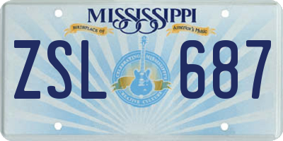 MS license plate ZSL687