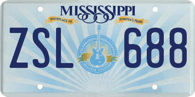 MS license plate ZSL688
