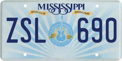 MS license plate ZSL690
