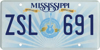 MS license plate ZSL691