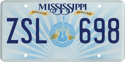 MS license plate ZSL698